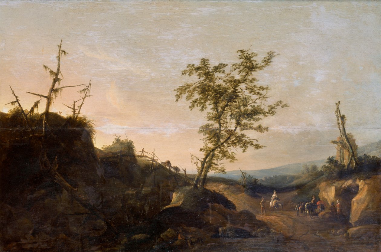 Resenärer i ett landskap (olja på duk) av Joachim Govertsz Camphuysen