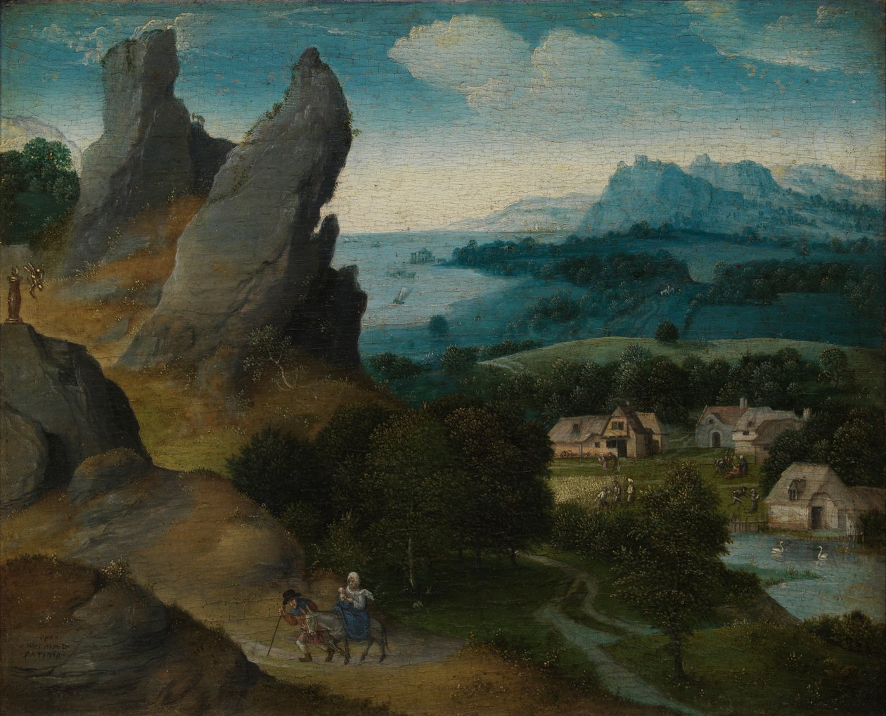 Landskap med flykten till Egypten av Joachim Patenier