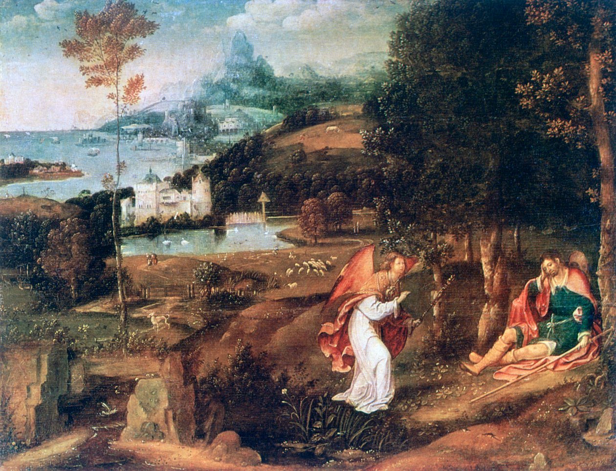 Landskapsscen med Saint Roch, c1500-1524 av Joachim Patinir