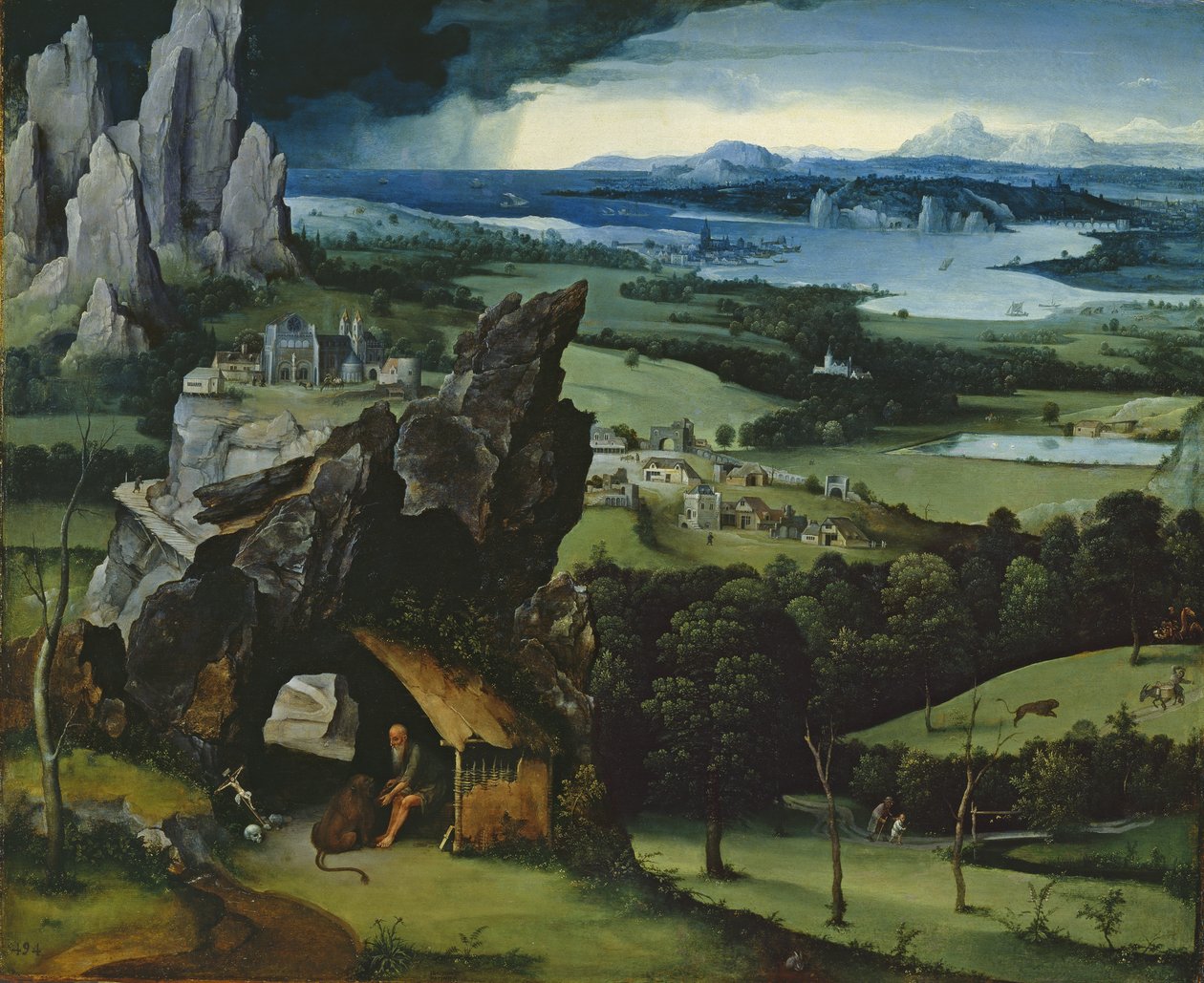 Landskap Med Saint Jerome av Joachim Patinir