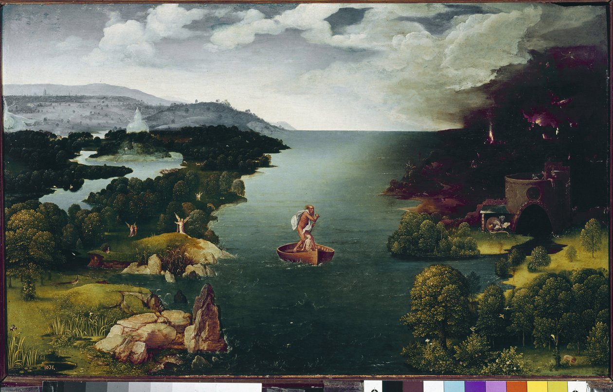 Landskap med Charon som korsar Styx. (olja på trä, ca 1515-1524) av Joachim Patinir