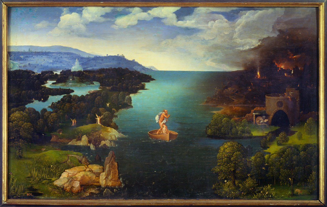 Passagen för Styx Charon (Caron) på sin båt i underjorden. Målning av Joachim Patinir (Skater) (1485-1524) (ec.flam.) Sön 0,64x1,03 m Madrid, musee du prado av Joachim Patinir