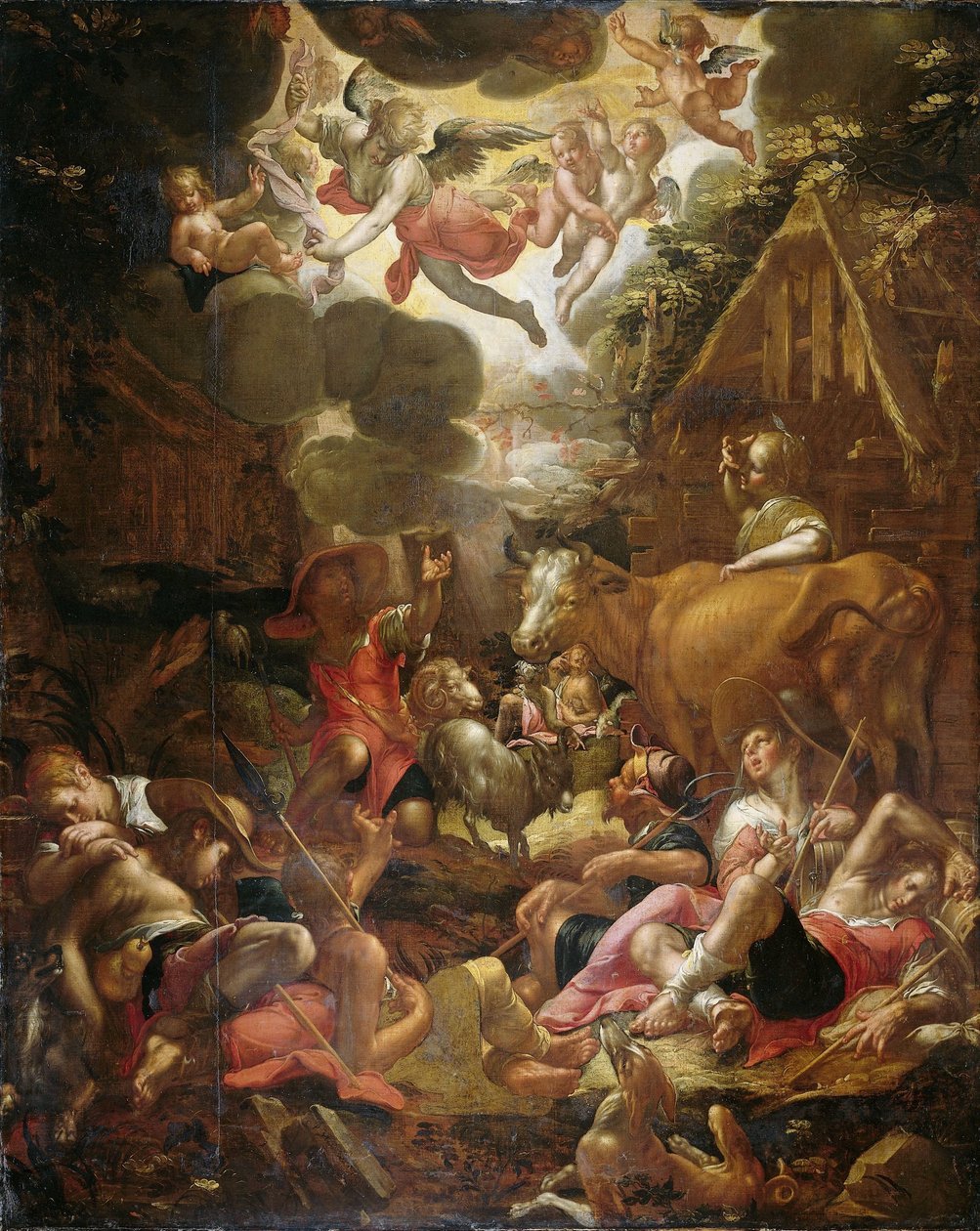 Bebådelse till herdarna av Joachim Wtewael or Utewael