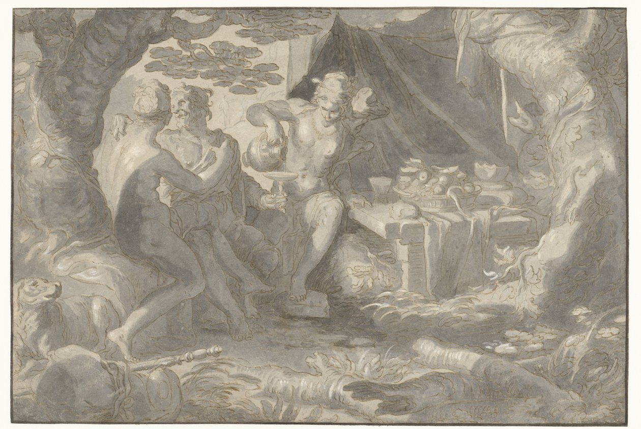 Lot och hans döttrar av Joachim Wtewael or Utewael