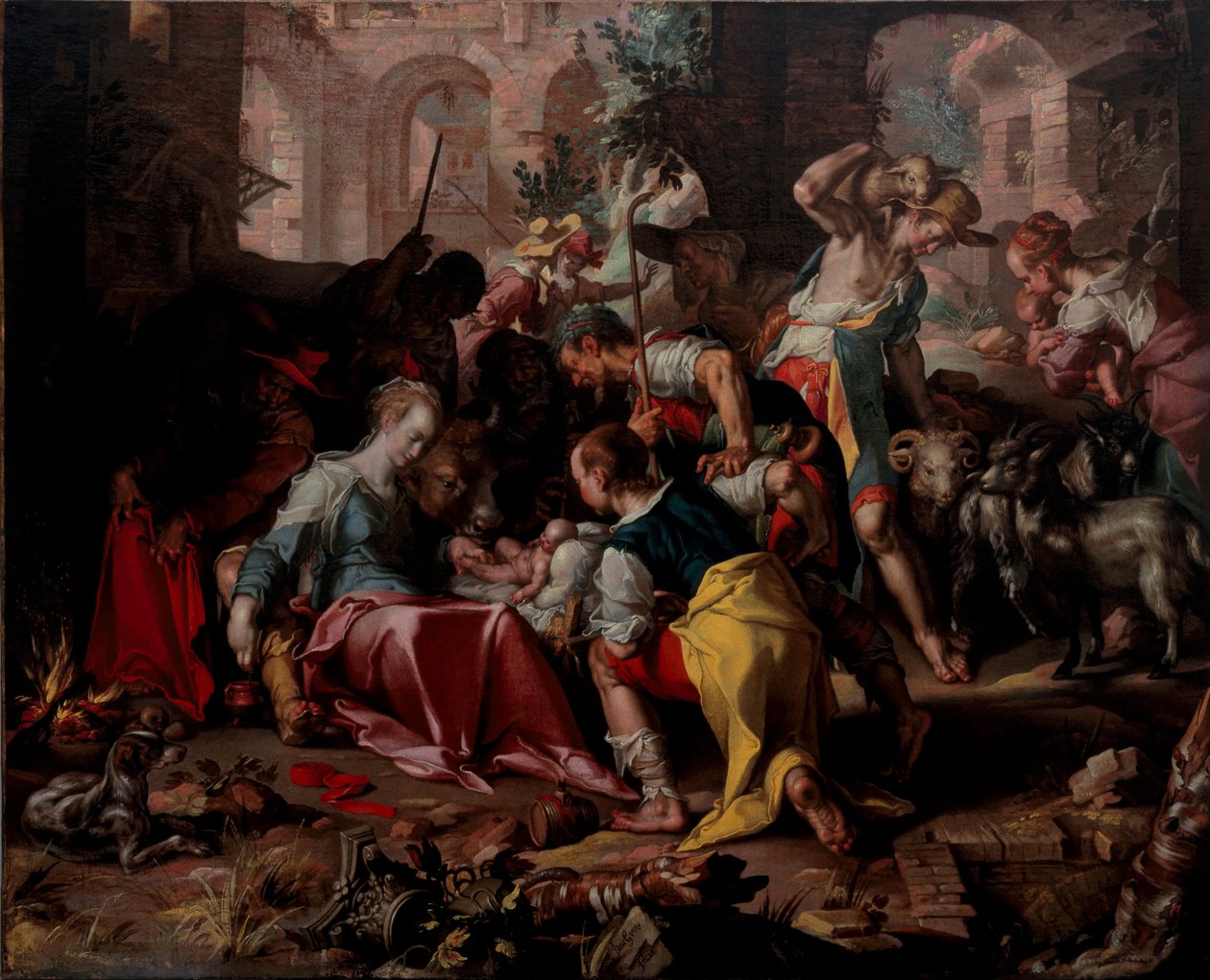 Herdarnas tillbedjan, 1598 av Joachim Wtewael or Utewael