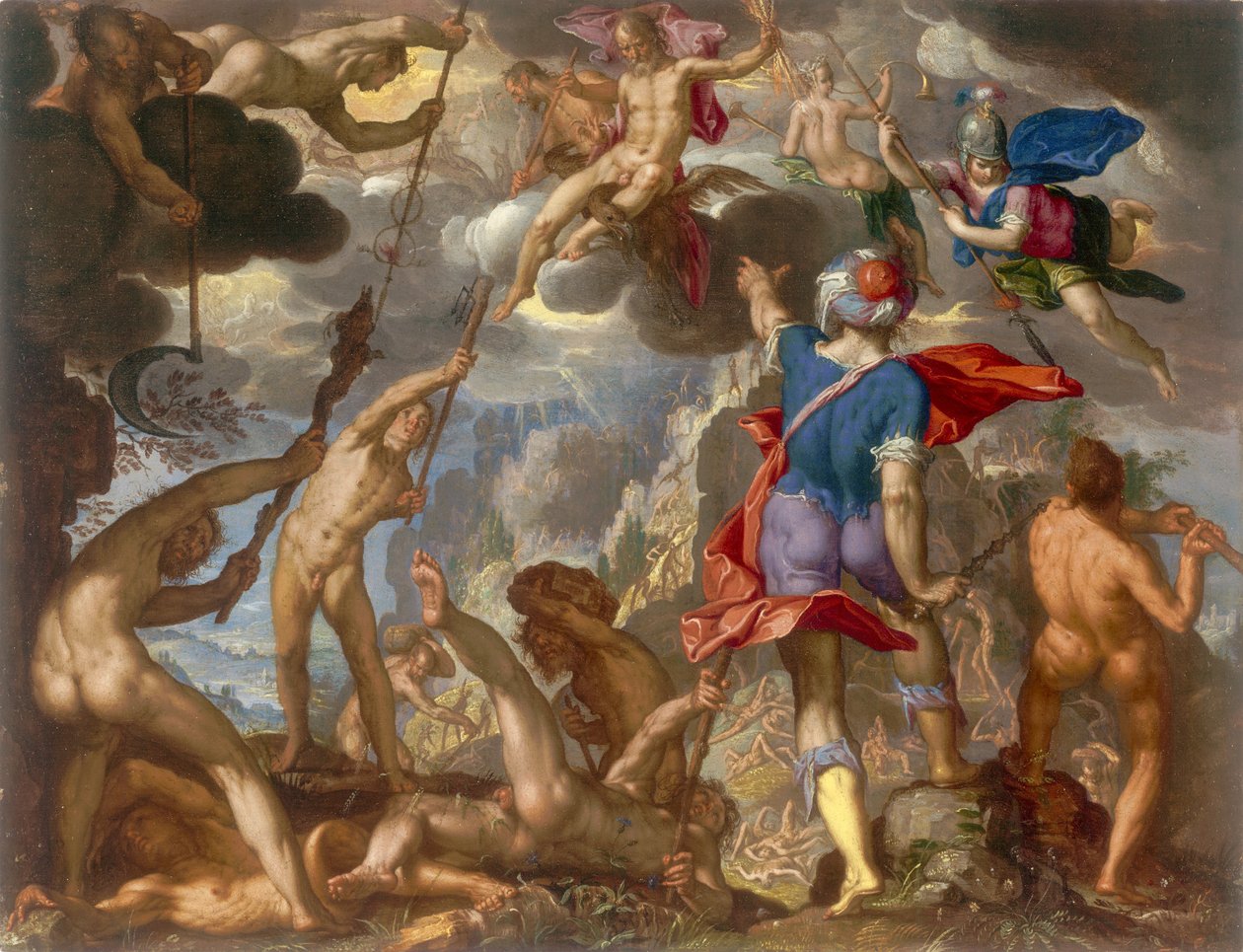 Slaget mellan gudarna och jättarna, c.1608 av Joachim Wtewael or Utewael
