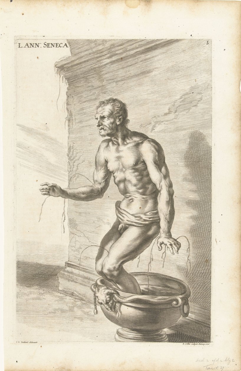 Seneca, graverad av Richard Collin av Joachim von (after) Sandrart