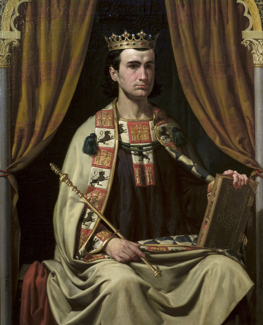 Le roi de Castille Alphonse X le sage (Alfonso X el Sabio) (1221-1284) - Porträtt av Alfonso X (1221-1284), kung av Kastilien - målning av Dominguez Becquer, Joaquin (1817-1879) - - Ayuntamiento de Sevilla av Joachin Dominguez Becquer