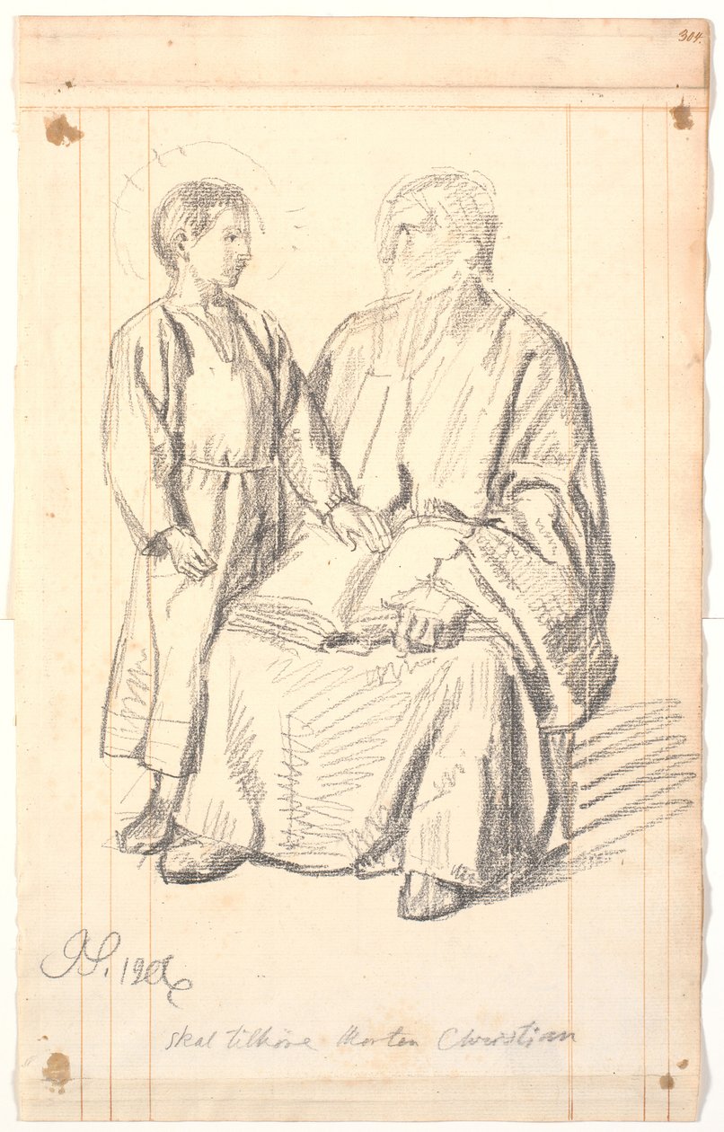 Figurstudie av sittande gubbe och stående pojke av Joakim Frederik Skovgaard