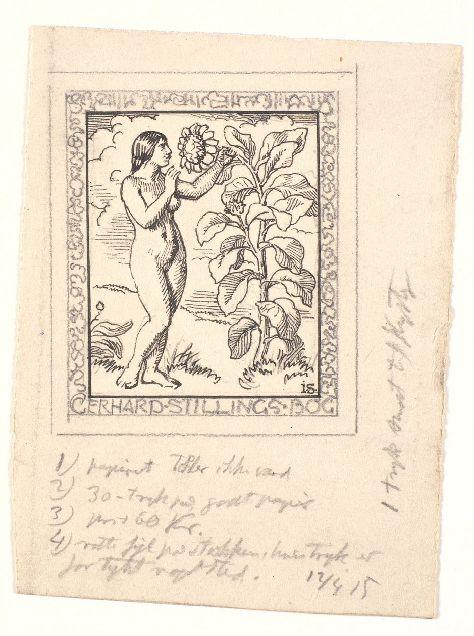 Utkast till exlibris för Gerhard Stilling av Joakim Frederik Skovgaard
