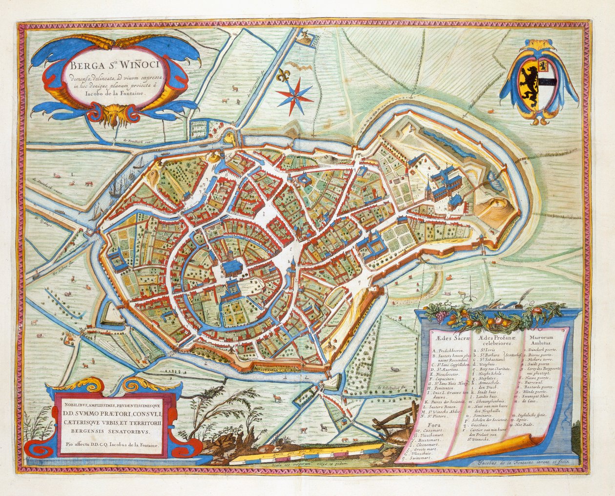 Bergen, Nederländerna, 1649 (handfärgad gravyr) av Joan Blaeu