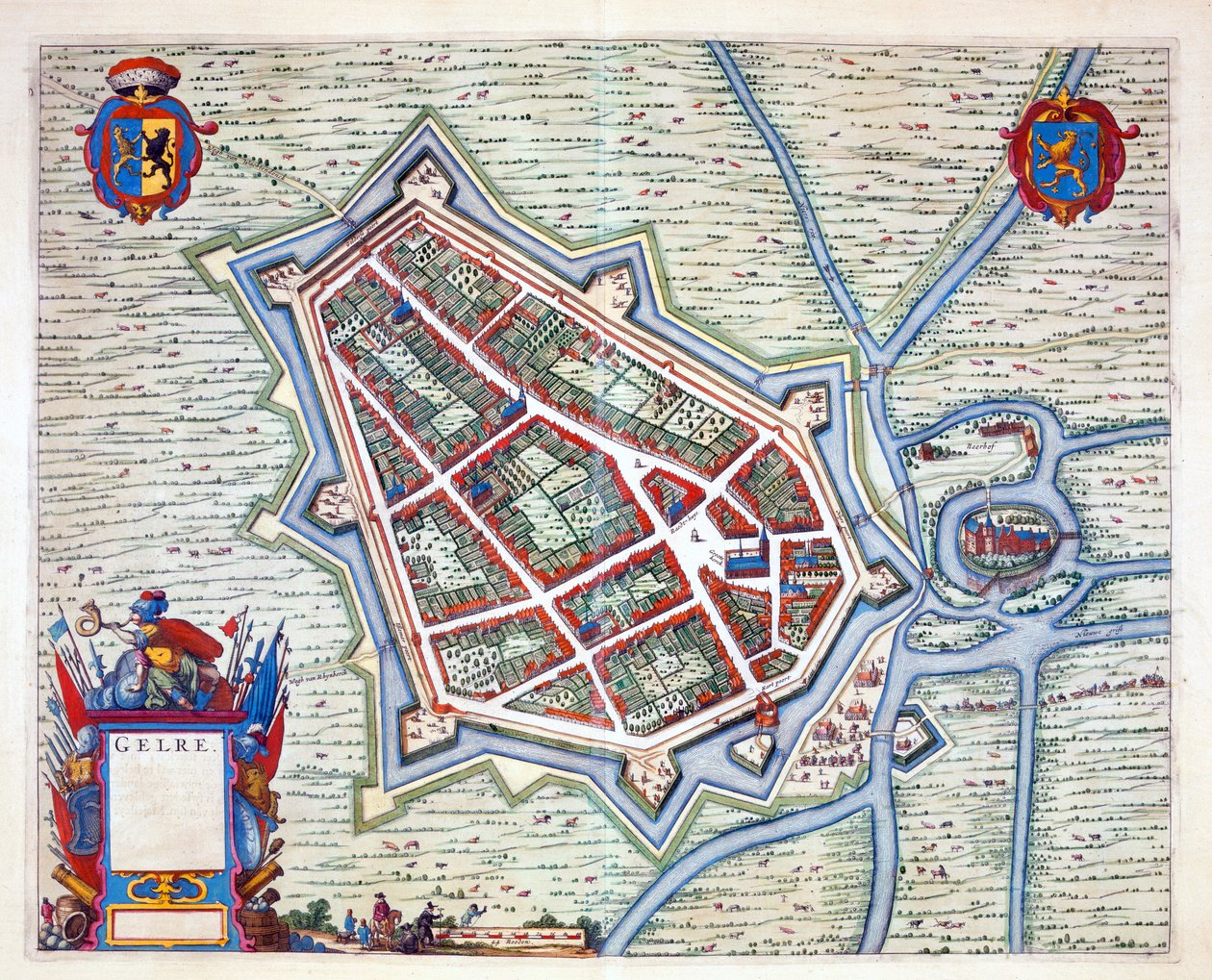 Gelre, 1649 (handfärgad gravyr) av Joan Blaeu