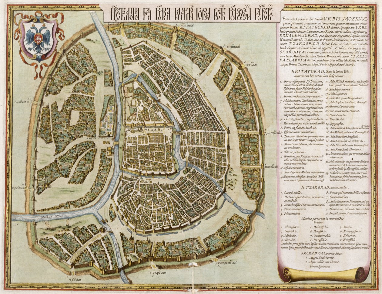 Moskva, från "Geographie Blaviane", 1662 (handkolorerad etsning) av Joan Blaeu