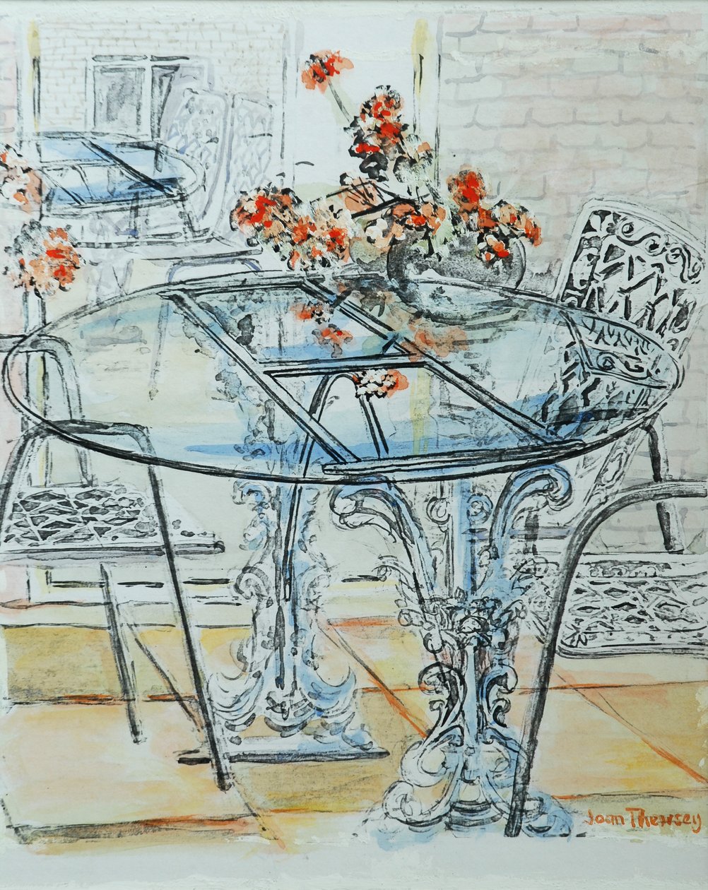 Patio Garden Pale,2010,bläck med vattenfärg av Joan Thewsey