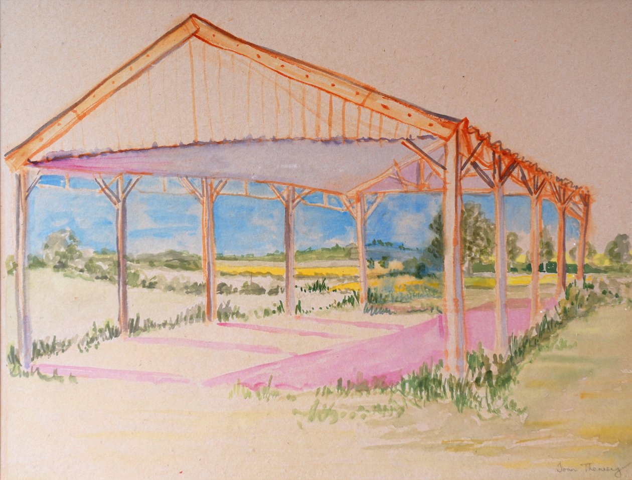 Through the Barn, 2011, akvarell på kinesiskt papper av Joan Thewsey