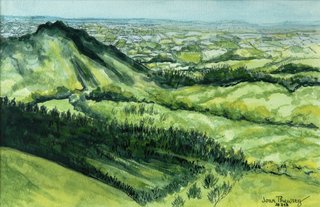 Utsikt från Sue au Mai, Limousin Frankrike, 2010 vattenfärg av Joan Thewsey