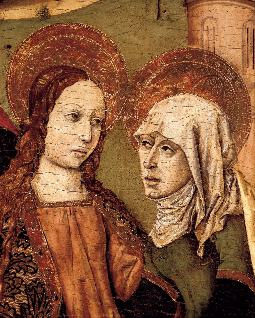 Visitationens altartavla, Jungfrun möter Elizabeth, detalj, ca. 1488-1516 (tempera på trä) av Joan Barcelo