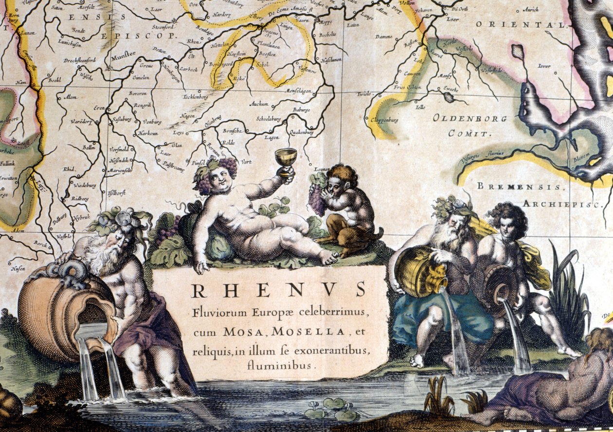 Allegori över Rhen - i "Atlas Novus"" av Joan Blaeu