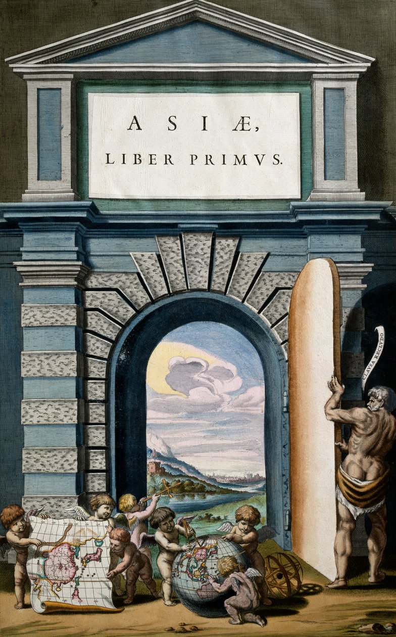 Asiae (Asien), Bok I, titelsida till volym X, Atlas Maior, av Joan Blaeu (1596-1673), kopparstick, 57,5x39 cm, Amsterdam av Joan Blaeu