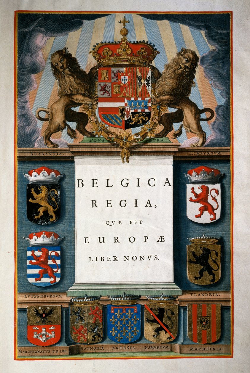 Belgica Regia quae est Europae (Belgien), Bok IX, titelsida Volym IV, Atlas maior, av Joan Blaeu (1596-1673), kopparstick, 57,5x39 cm, Amsterdam av Joan Blaeu