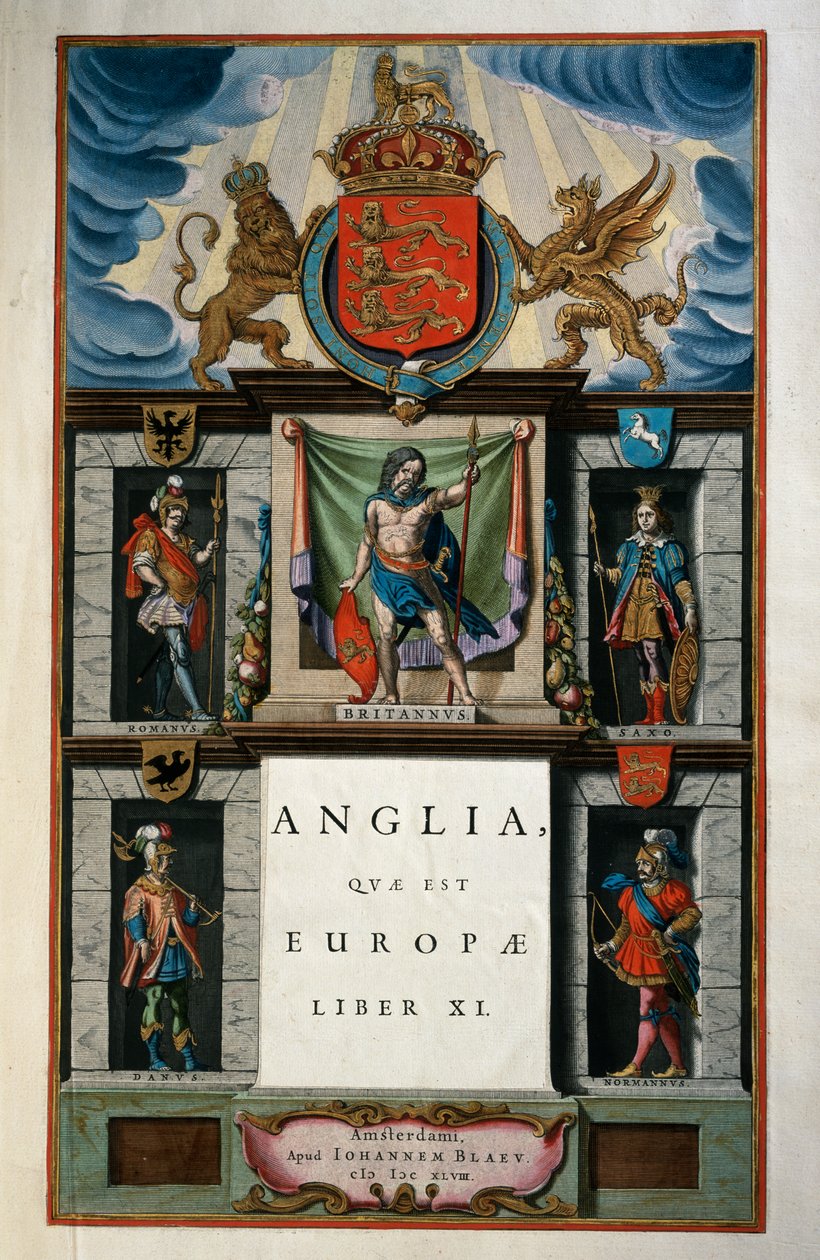 East Anglia quae Europae (England), Bok XI, titelsida Volym V, Atlas maior, av Joan Blaeu (1596-1673), kopparstick, 57,5x39 cm, Amsterdam av Joan Blaeu