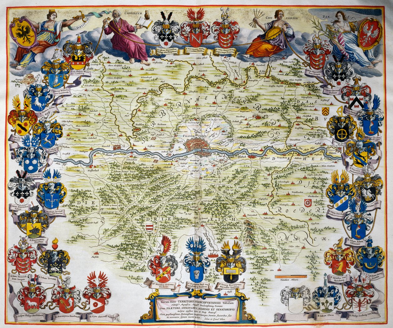 Frankfurt och dess territorium, från Atlas Maior, atlas i 11 volymer, av Joan Blaeu (1596-1673), Volym III, kopparstick, 57,5x39 cm, Amsterdam av Joan Blaeu