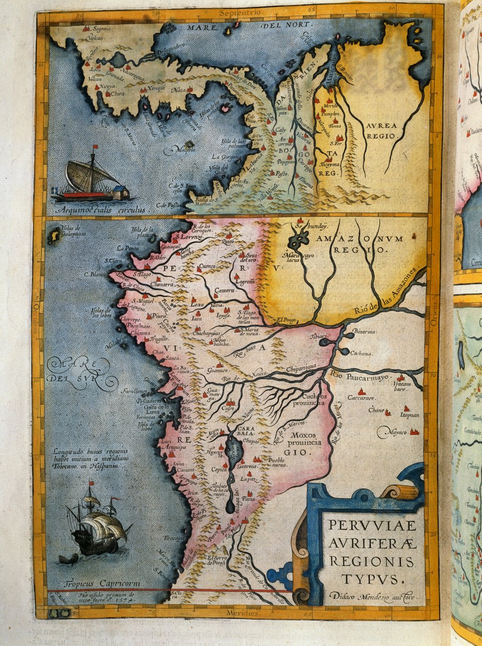 Guldavgivande regioner i Peru, Volym VII, Atlas Maior, av Joan Blaeu (1596-1673), kopparstick, 57,5x39 cm, Amsterdam av Joan Blaeu