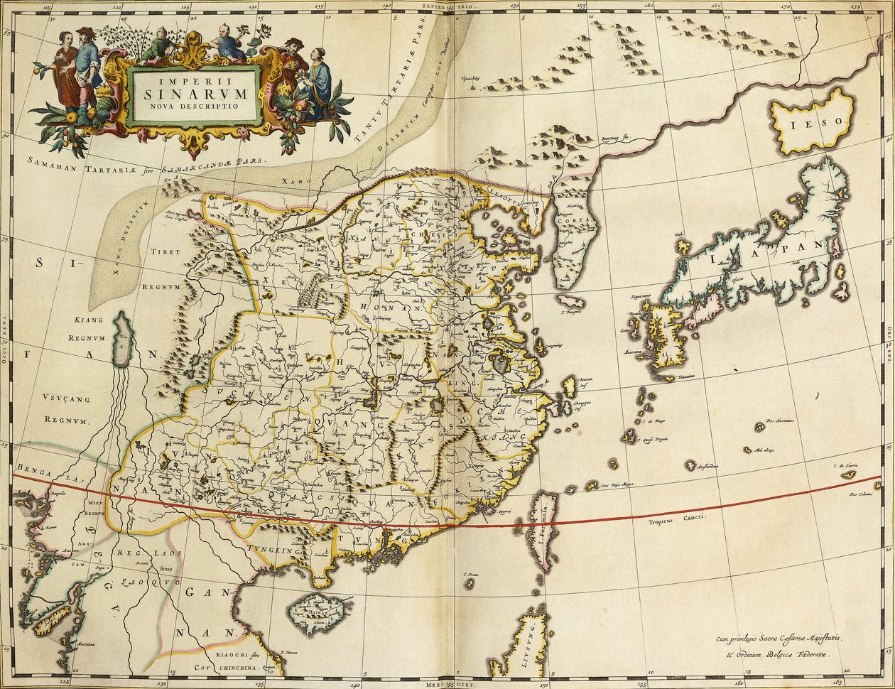 Karta över Kina, från "Atlas Cosmographia Blaviana", 1662 av Joan Blaeu