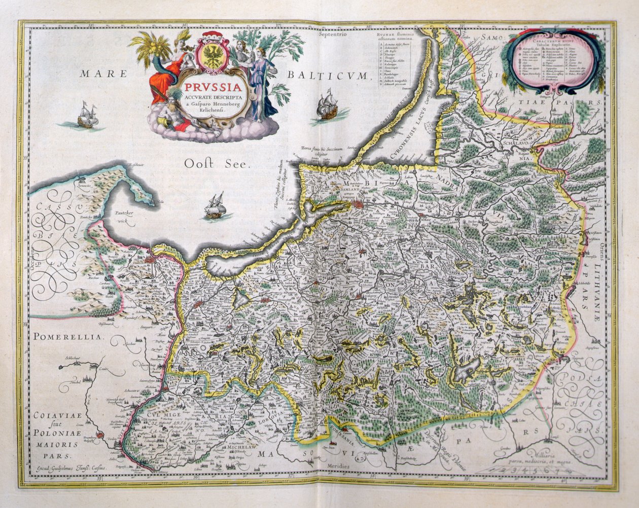Karta över östra Preussen. från "Le Theatre du Monde" eller "Nouvel Atlas" av Joan Blaeu
