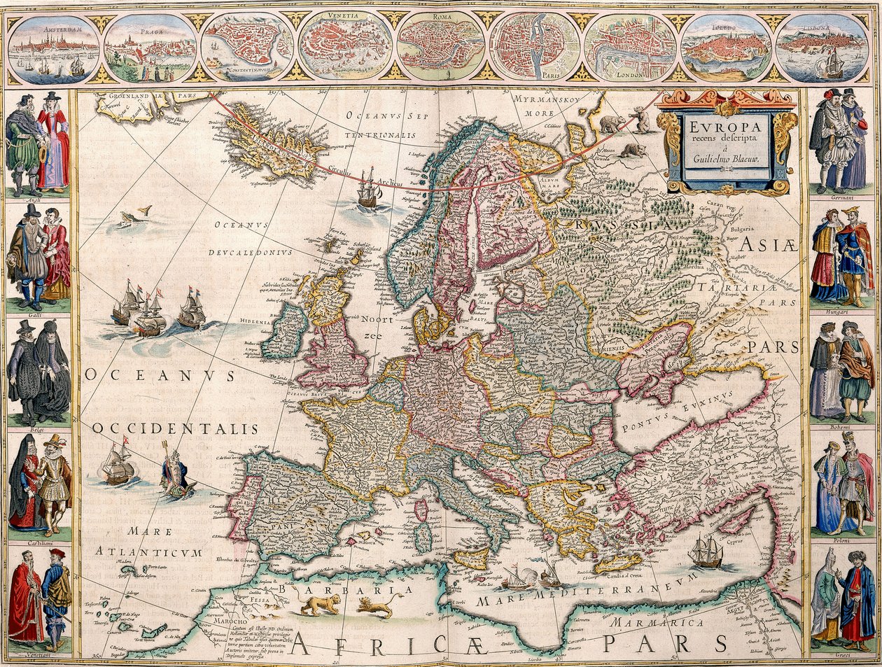 Karta över Europa från Blaeu Atlas av Joan Blaeu