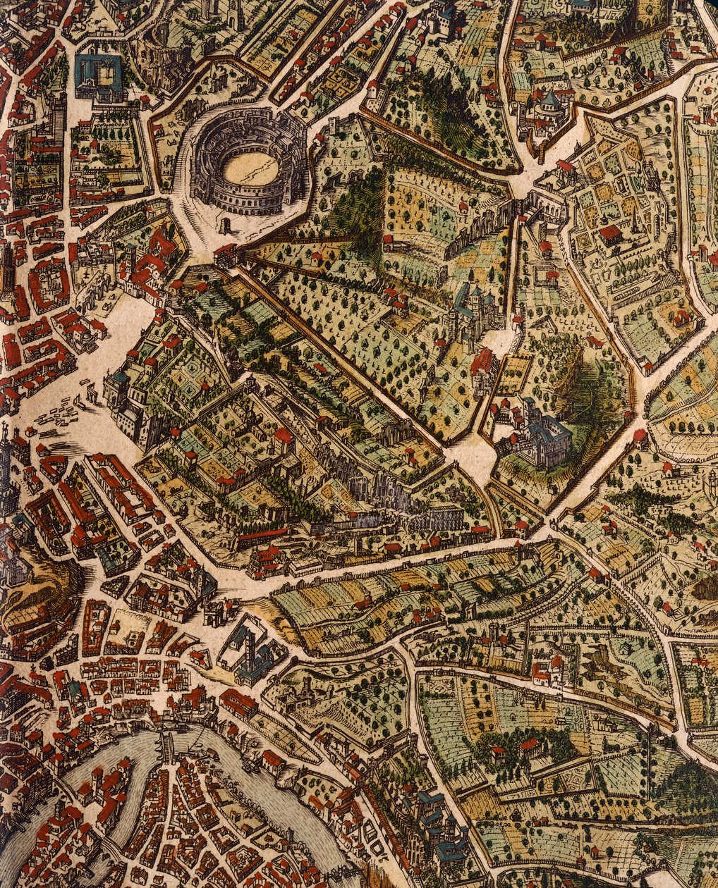Karta över Rom, av Joan Blaeu (1596-1673), tryck från Theatrum Civitatum et Admirandorum Italiae, ad Aevi Vetis et Present Temporis Faciem Expressum, Italien av Joan Blaeu
