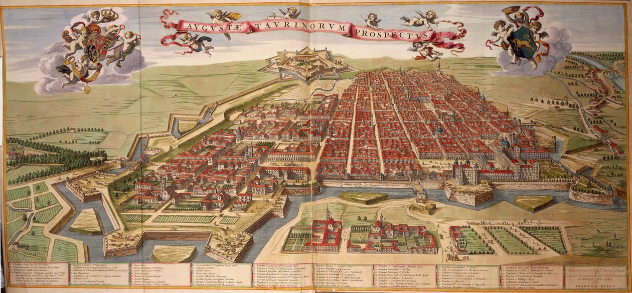 Karta över Turin av Joan Blaeu, från Theatrum Savoy av Joan Blaeu