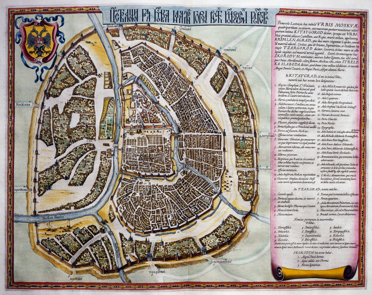 Moskva, andra volymen, titelsidan till del I, från Atlas Maior, atlas i 11 volymer, av Joan Blaeu (1596-1673), kopparstick, 57,5x39 cm, Amsterdam av Joan Blaeu