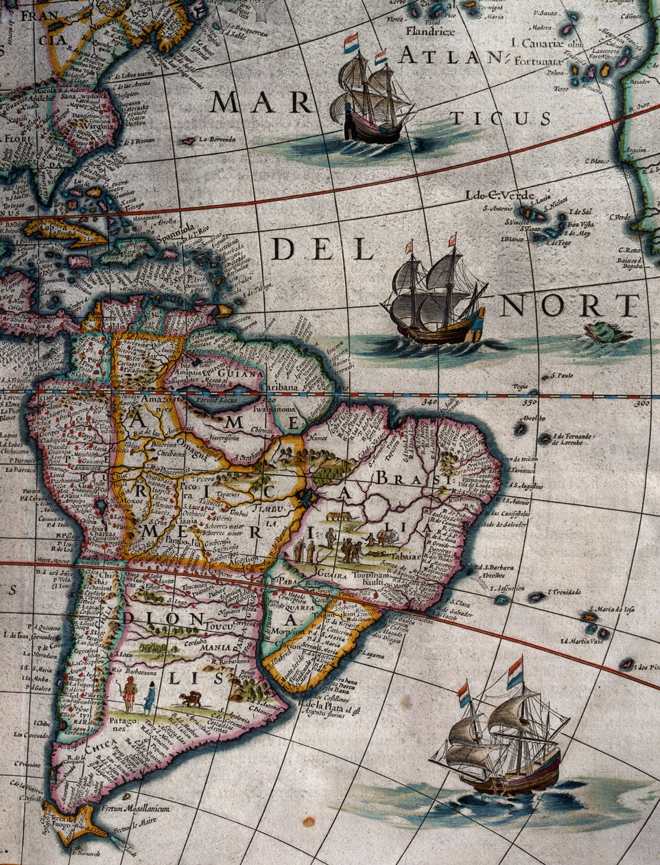 Nordatlanten och Sydamerika, volym XI, Atlas Maior, av Joan Blaeu (1596-1673), kopparstick, Amsterdam av Joan Blaeu
