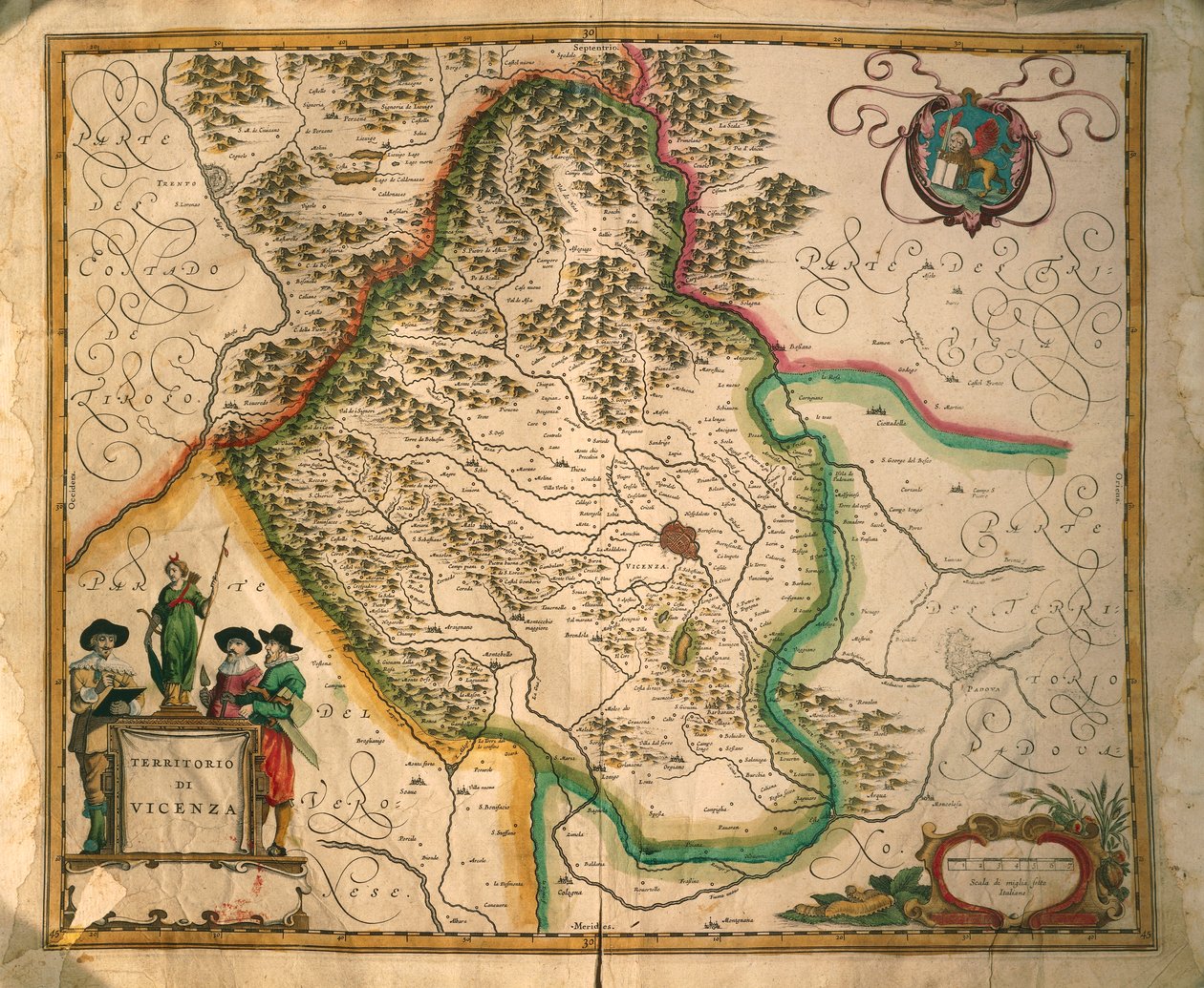 Provinsen Vicenza från Theatrum civitatum et admirandorum Italiae, av Joan Blaeu, gravyr av Joan Blaeu