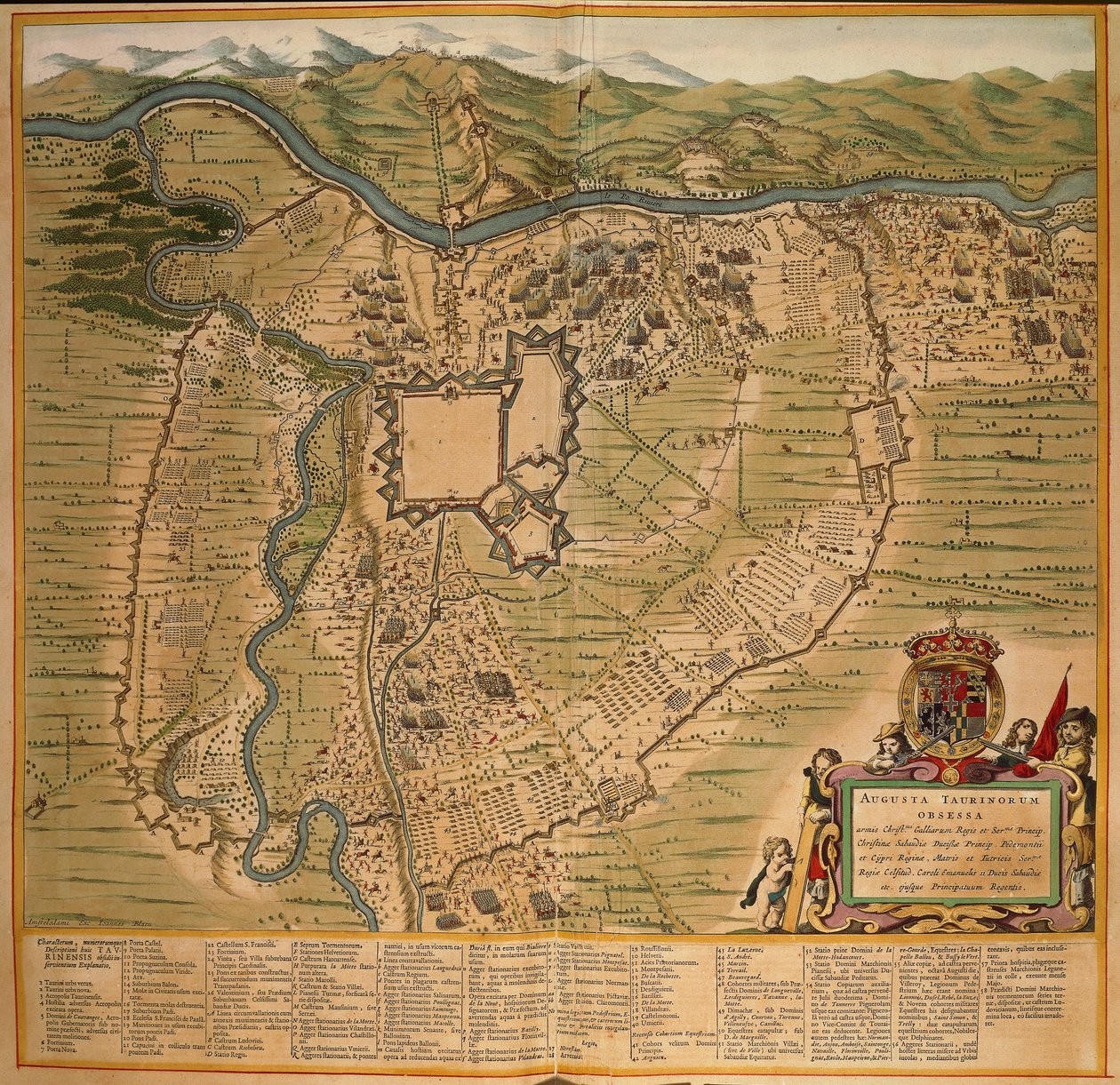 Belägringen av Turin 1639, färgstick från Theatre Sabaudiae av Joan Blaeu, tryckt i Italien av Joan Blaeu