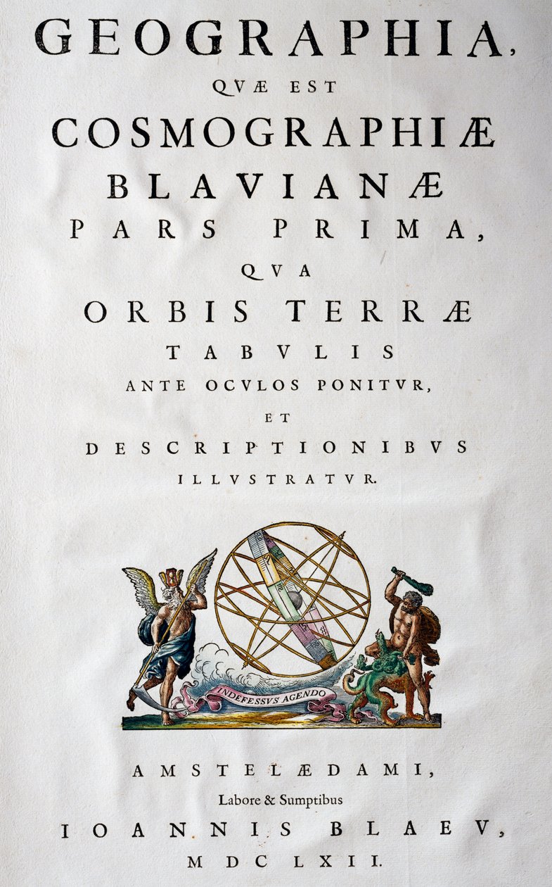 Titelsida till del I, Atlas Maior, atlas i 11 volymer, av Joan Blaeu (1596-1673), kopparstick, 57,5x39 cm, Amsterdam av Joan Blaeu