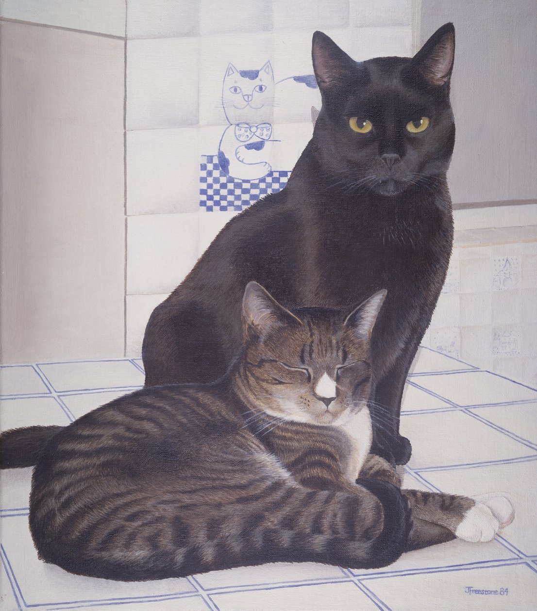 Stray och Daisie i köket av Joan Freestone