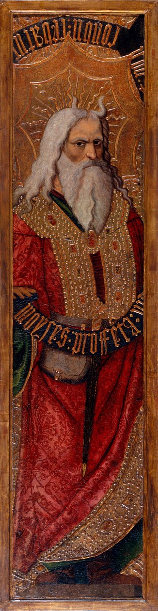 Moise - Moses - Målning av Joan Gasco (aktiv 1500-1529) - ca. 1500 - Tempera på panel - 294,4x55,9 - Kataloniens nationella konstmuseum, Barcelona av Joan Gascó