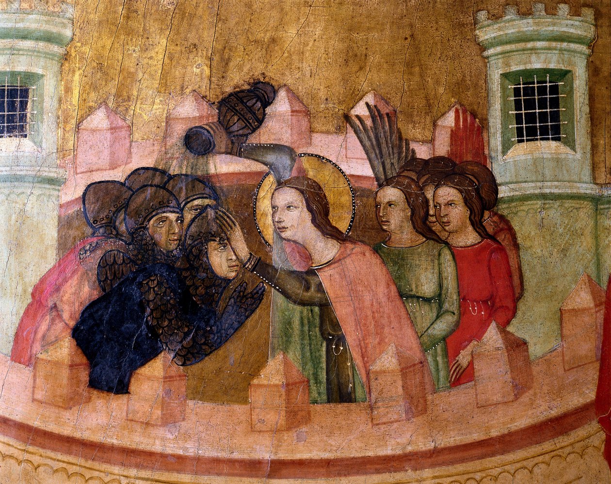 Saint Quiteria döper soldater, Altartavla av Saint Quiteria, ca. 1346 (tempera på panelen) av Joan Loert