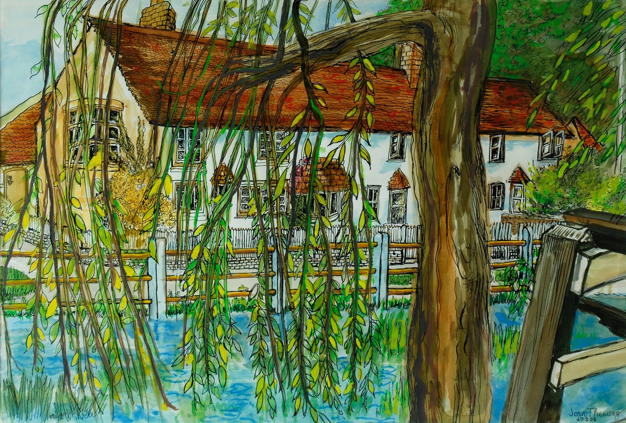 The Pond at Hedgerley (penna och bläck med gouache på papper) av Joan Thewsey