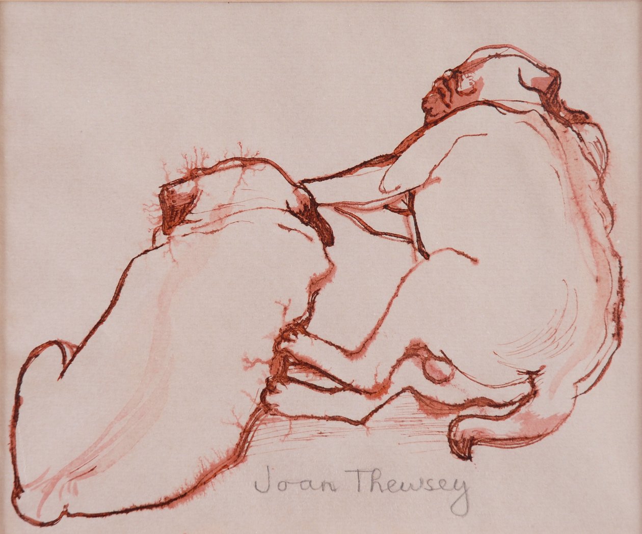Two Pug Puppies, the brothers, 2005, (bläck på vått papper) av Joan Thewsey