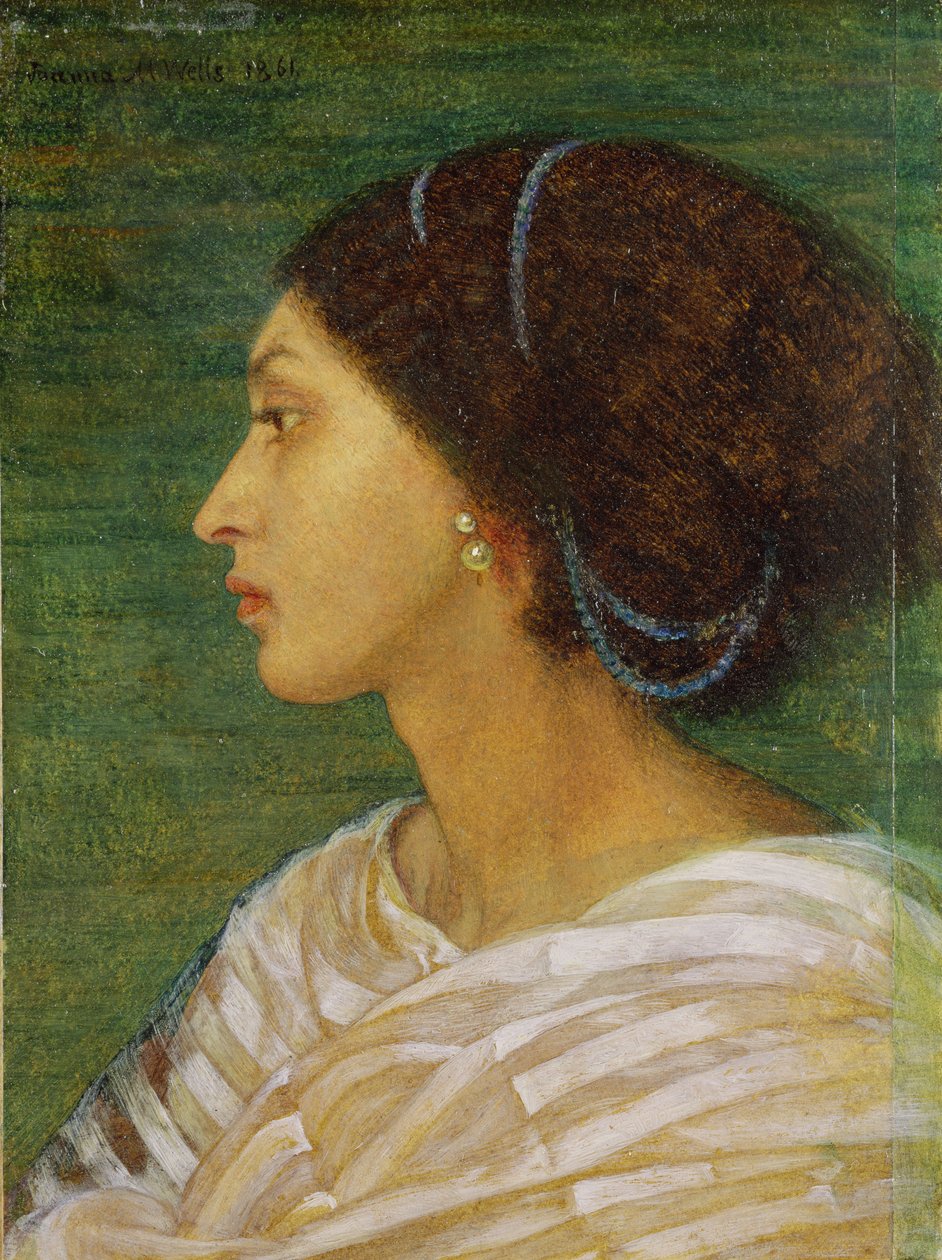 Head of a Mulatto Woman, 1861 (olja på papper på linne) av Joanna Boyce Wells