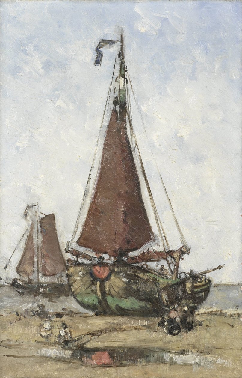 Bluffböjd fiskebåt på stranden av Joannes Barnardus Antonius Maria Westerwoudt