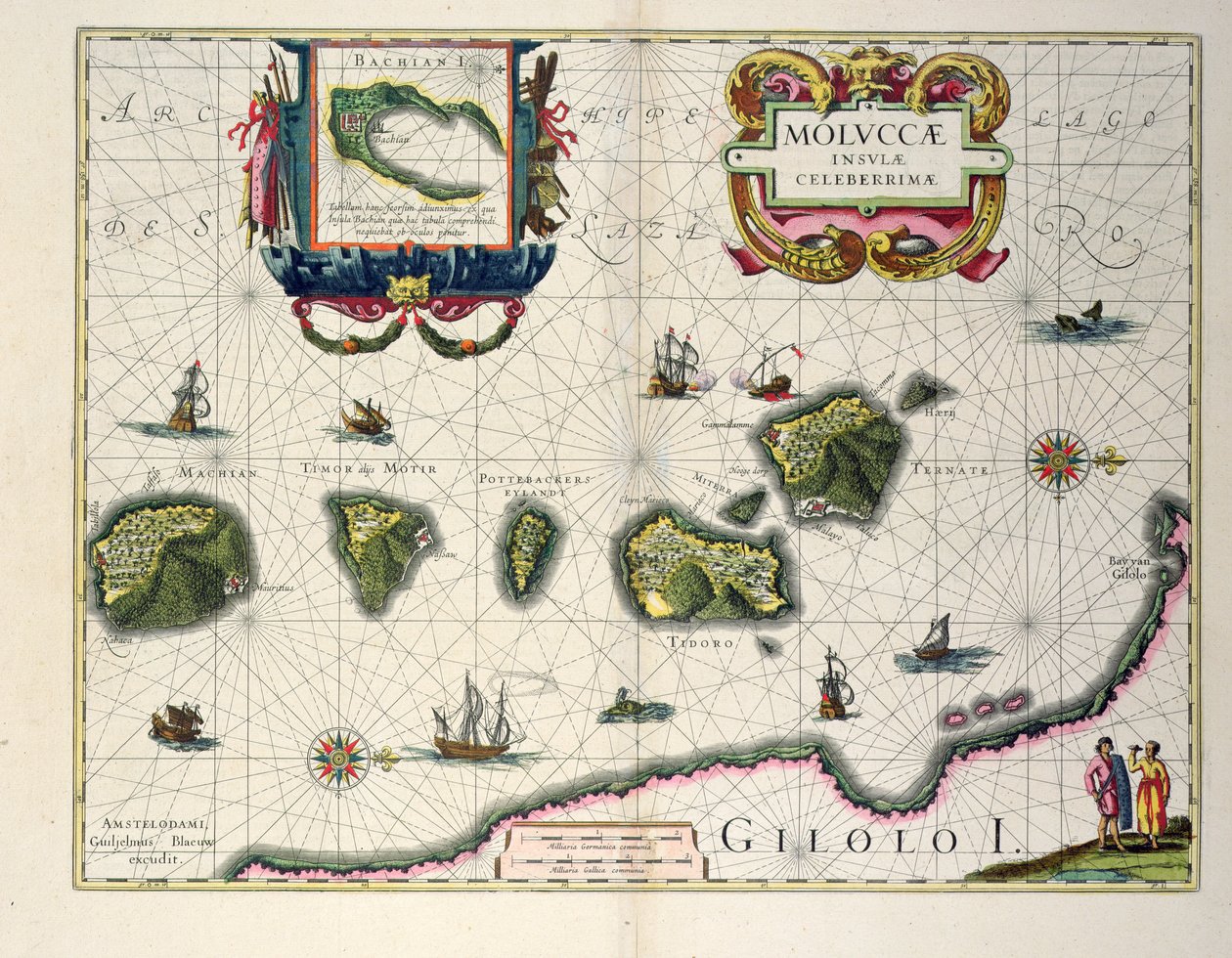 Karta över Moluckerna utanför Halmahera, 1640 av Joannes Jansson