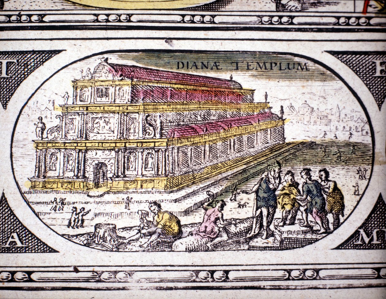 Representation av antikens sju underverk: Dianatemplet (Artemis) i Efesos. i Janssons atlas Jannsonius tryckt i Amsterdam 1630. Privat samling. av Joannes Jansson