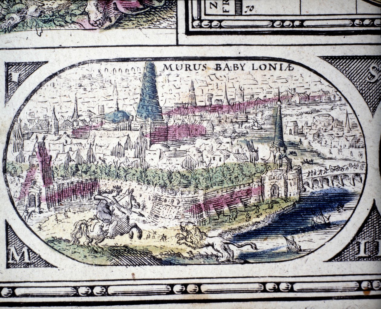 Representation av antikens sju underverk: Babylons trädgårdar. i Atlas av Jansson Jannsonius tryckt i Amsterdam 1630 av Joannes Jansson