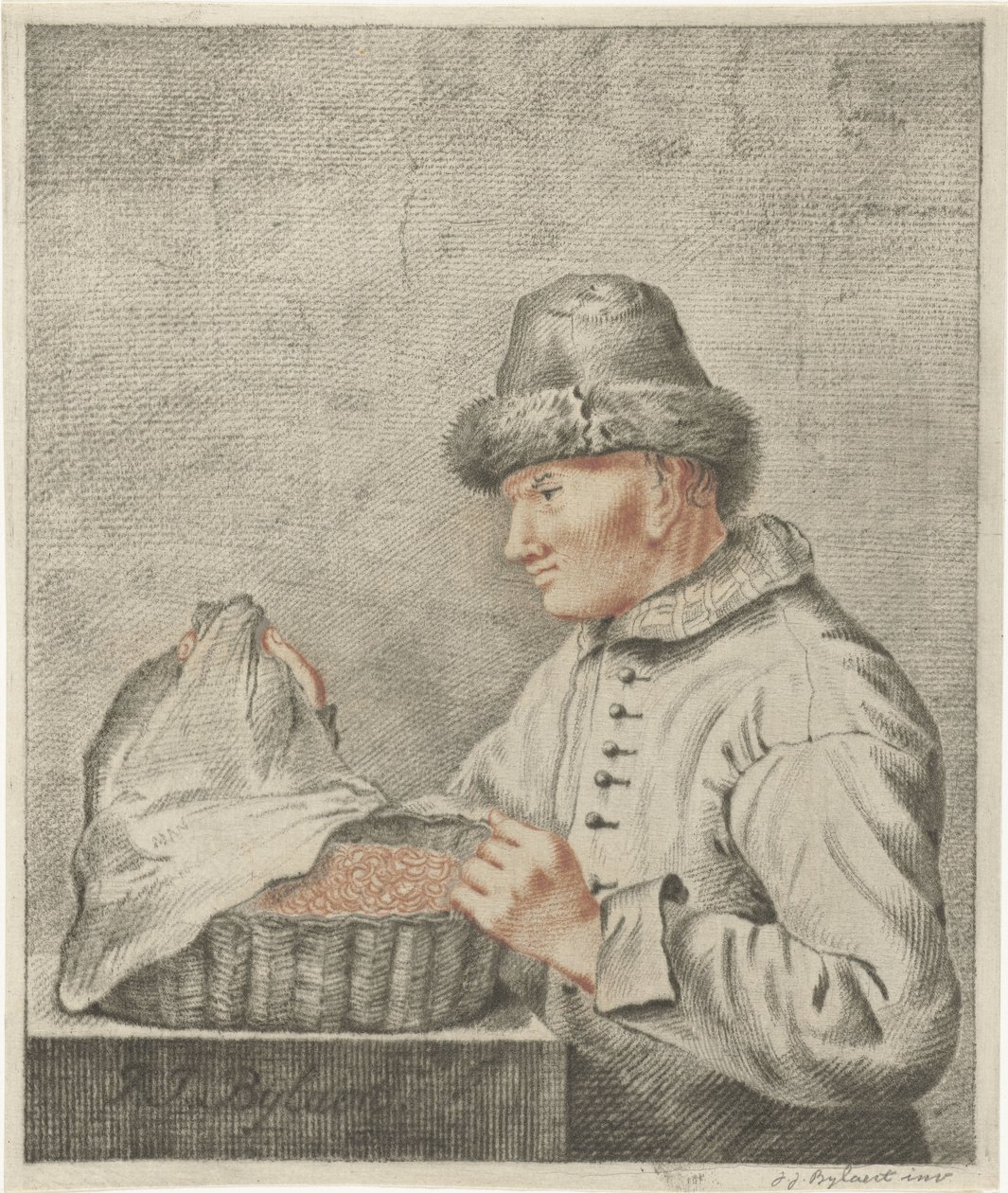 räkor säljare av Joannis Jacobus Bijlaert (signed by artist)