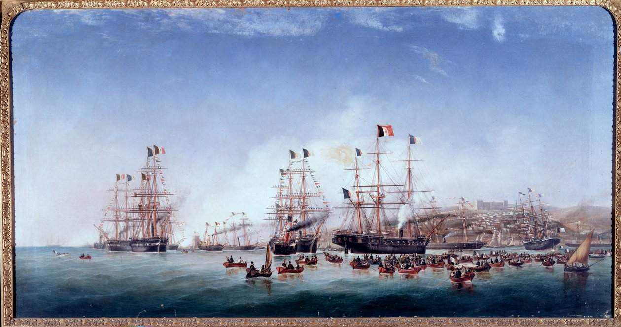 Italienska fartyget Regina Maria Pia i hamnen i Lissabon (olja på duk av Joao Gomes da Silva Pedroso