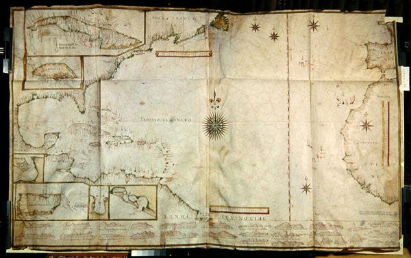 Ms 1288 fol.22 Karta över Karibien av Joao Teixeira